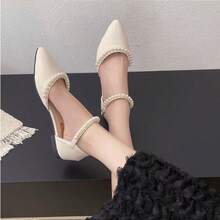 Zapatos planos con tiras y punta afilada para mujer Zapatos planos elegantes de estilo hada para mujer - Beis - Ver 2