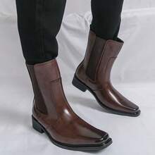 Giày bốt cao cổ bằng da chất lượng cao, giày bốt cao cổ nhẹ, giày bốt Chelsea da thời trang đường phố dành cho nam giới. - màu nâu - Xem 4