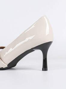 French Pointed Toe Slip-On Pumps, Versatile Hollow Out Stiletto Heel, Elegant Lady Style Work Shoes, Spring/Summer - Apricot - View 9