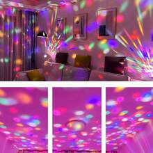 1pc RGB Disco Ball Stage Rotating Light, Magical Crystal Ball LED KTV Bar Wedding Projection Bulb E27 Party Holiday Light - Gold - View 8