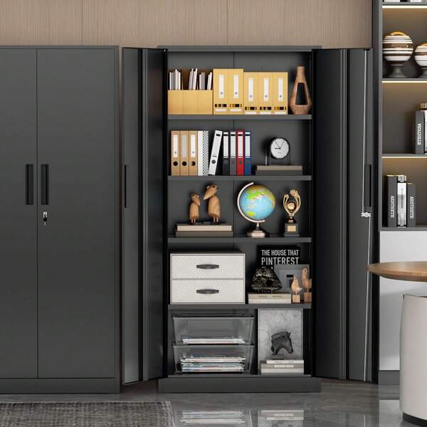 Locking File Storage Cabinet With Adjustable Shelves, Garage Storage Cabinets For Home Office, Warehouse