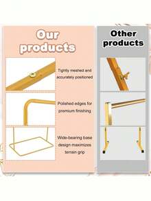 71"X31.5"X20" Adjustable Wedding Welcome Sign Stand With 2 Leather Straps, Gold Display Easel, Customizable For Baby, Bride, Valentine's Day - Gold and White - View 5