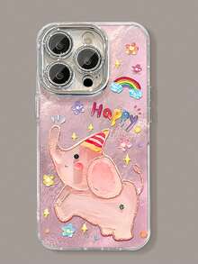 1个烫金大象手机壳，适用于苹果11/12/13/14/15/16/17 Pro Max - 粉色 - 查看 3