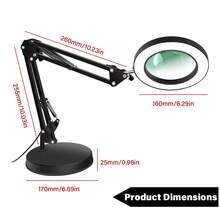 10X LED Magnifying Glass With 3 Light Modes, 6.29" Lens, Adjustable Height & Clip-On Base - Perfect For Reading, Crafts & Study - A - View 2
