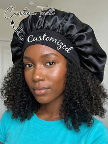 Customizable Silk Sleep Cap With Name, Satin Sleep Cap With Customized Name, Personalized Hair Cap With Name, Customizable Ladies Beauty Cap, Valentine's Day Customized Gift, Ladies Headband, Curling Silk Sleep Cap, Large Size Sleep Cap, Customized Bridesmaid Gift, Bridal Party Gift, Wedding Gift, Birthday Gift, Teacher Gift, Party Favor, Bridal Shower Gift, Mother's Day Gift, Best Friend, Mom, Wife, Girlfriend - Multicolor - View 3