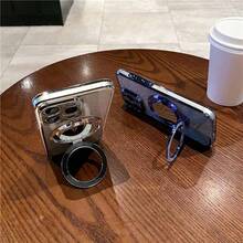 1 st. modernt galvaniserat glitterspegelskal med stöd för mobilen, kompatibelt med 17 Pro Max, 17 Pro, 17, 16, 16 Pro, 16 Pro Max, 16 Plus - Svart - Visa 3