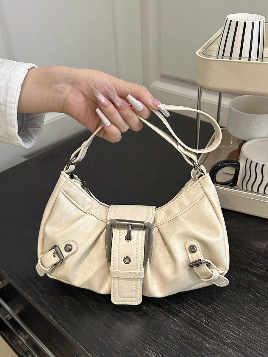 1pc Women's Vintage Riding Style Rivet Adjustable Strap Crossbody Bag, Large Capacity Soft Gradient Color Shoulder/Underarm Bag, Suitable For Work, Date, Party, Shopping, Wallet Storage, Suitable For Young Women, College Students, New White-Collar Workers, Office Workers. Very Suitable For Office, Campus, Work, Business, Commute, Outdoor Activities, Travel And Outings