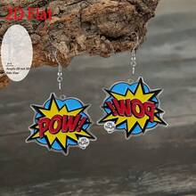 2D扁平卡通风格爆炸吊坠耳环，时尚饰品，派对礼物，节日礼物（送给家人和朋友），时尚宣言，特殊场合，优雅设计，经典轻盈耳环，独特饰品，扁平耳环，朋友礼物，女士时尚 - 彩色 - 查看 5