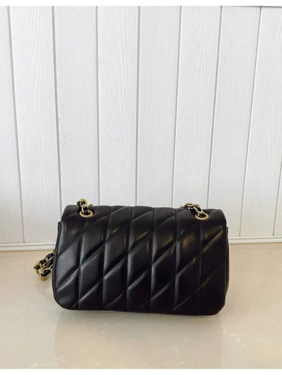 New Embroidered Diamond Grid Shoulder Crossbody Chain Small Square Bag - trắng - Xem 1