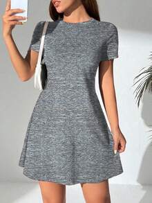 Vestido Corto De Mujer Comodo y Sexy Ligero y De Calidad Colores Solidos - Gris Oscuro - Ver 3