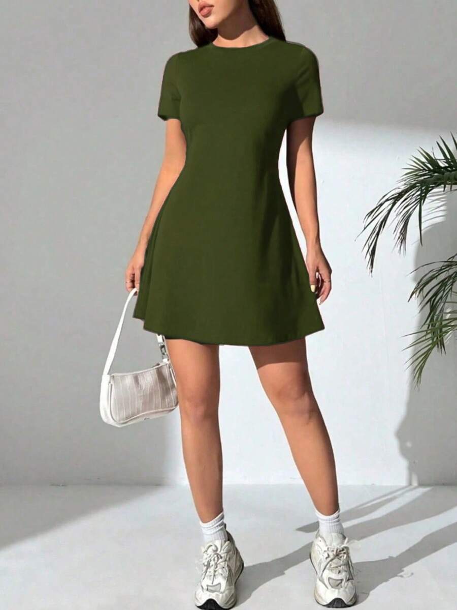 Vestido Corto De Mujer Comodo y Sexy Ligero y De Calidad Colores Solidos