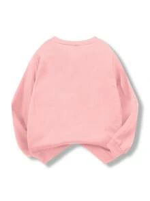 1pc Disney Mickey Mouse & Minnie Mouse Cuddly Cute Graphic Sweatshirt For Tween Girls, Soft & Skin-Friendly, Perfect For Daily School & Weekend Play - 粉色 - 查看 2