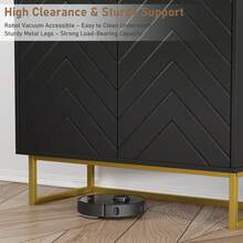 Aparador Moderno de Madera con Puertas Gabinete Buffet con Almacenamiento y Estante Ajustable para Comedor y Sala - Negro - Ver 3