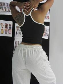 无缝针织运动文胸，带吊带设计 - 黑色 - 查看 4