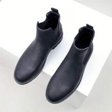 优雅深灰色切尔西靴，简约百搭通勤踝靴，英伦风切尔西靴，适合通勤和约会穿着 - 黑色 - 查看 6