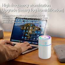 1pc Colorful Mini Humidifier, Two-In-One Smart Car Humidifier And Aroma Lamp, USB Powered, Equipped With Seven-Color Ambient Light, Car Air Freshener, Portable Essential Oil Diffuser, Suitable For Various Occasions. - Multicolor - View 3