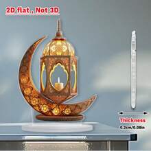 1 Peça Decoração de Mesa Mesquita Inspirada no Art Déco, Artesanato Plano 2D, Decoração Doméstica Multiuso, Sem Necessidade de Eletricidade ou Bateria, Presente Ideal para o Ramadã e Eid Al-Fitr - Multicolorido - Visão 3