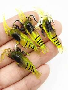 10pcs 4cm 1.3g Fishing Soft Lure Baits With Hooks, Yellow Silicone Lures For Bass, Perch, Crappie - Yellow - View 6