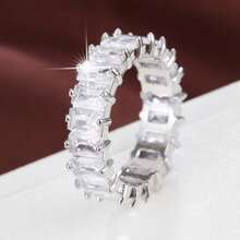 1pc Minimalist Geometric Design Cubic Zirconia Inlaid Women's Ring, Casual Gift Design - Multicolor - View 12