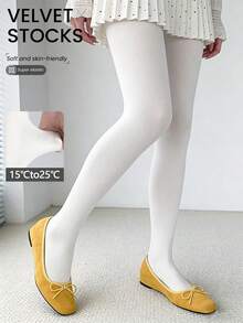 新款丝绒时尚咖啡棕色收腹女士打底裤，舒适性感抗起球紧身裤，适合商务、工作和日常穿着，可搭配女士丝袜。 - 白色 - 查看 1