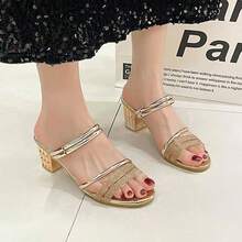 Sandalias de tacón alto para mujeres - Dorado - Ver 7