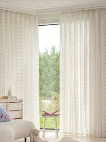 1件半透明镂空欧式花卉图案波西米亚风半透明窗帘,卧室、客厅装饰窗帘,家居装饰,四季皆宜 - 彩色 - 查看 11