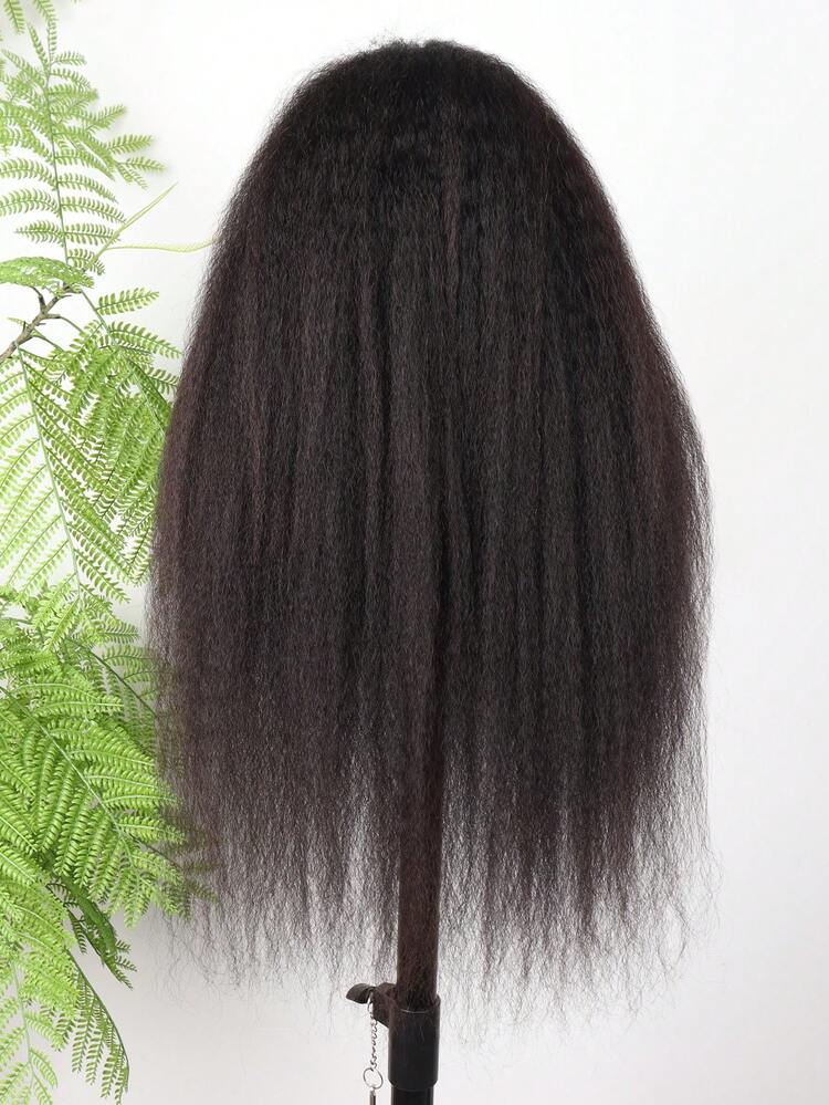 透明假发，蓬松直发长发假发，13x4蕾丝前假发，预拔毛预剪Yaki直发假发，180%密度蕾丝前假发，真人发预拔毛预剪，带婴儿发，新手友好，适合生日派对、毕业典礼、婚礼、度假，日常佩戴魅力十足，馈赠亲友。打造活力造型，多种造型选择（波波头假发，8-16英寸） - SNatural - 查看 9