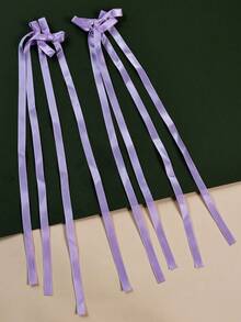 2个女孩多巴胺色丝滑丝带蝴蝶结发夹，可爱返校双长尾蝴蝶结发卡，适合节日派对和日常佩戴。 - 彩色 - 查看 6