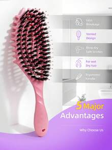 1支定型梳，空心梳，沙龙级美发按摩气垫梳，防静电卷发造型梳，用于梳理打结头发、按摩头皮，可在浴室、梳妆台上使用，男女皆宜。 - 彩色 - 查看 4