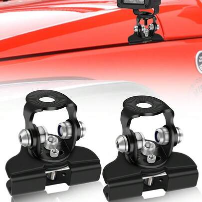 2pcs LED Light Bar Mounting Bracket ,2PCS Universal Adjustable Pillar Hood Work Lamp Mount Clamp Holder For Off-Road Truck SUV, For ,Silver/Black