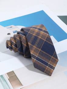 1 pieza Corbata retro a rayas y cuadros versátil y casual para hombres, adecuada para salidas diarias, banquetes y fiestas - Multicolor - Ver 1