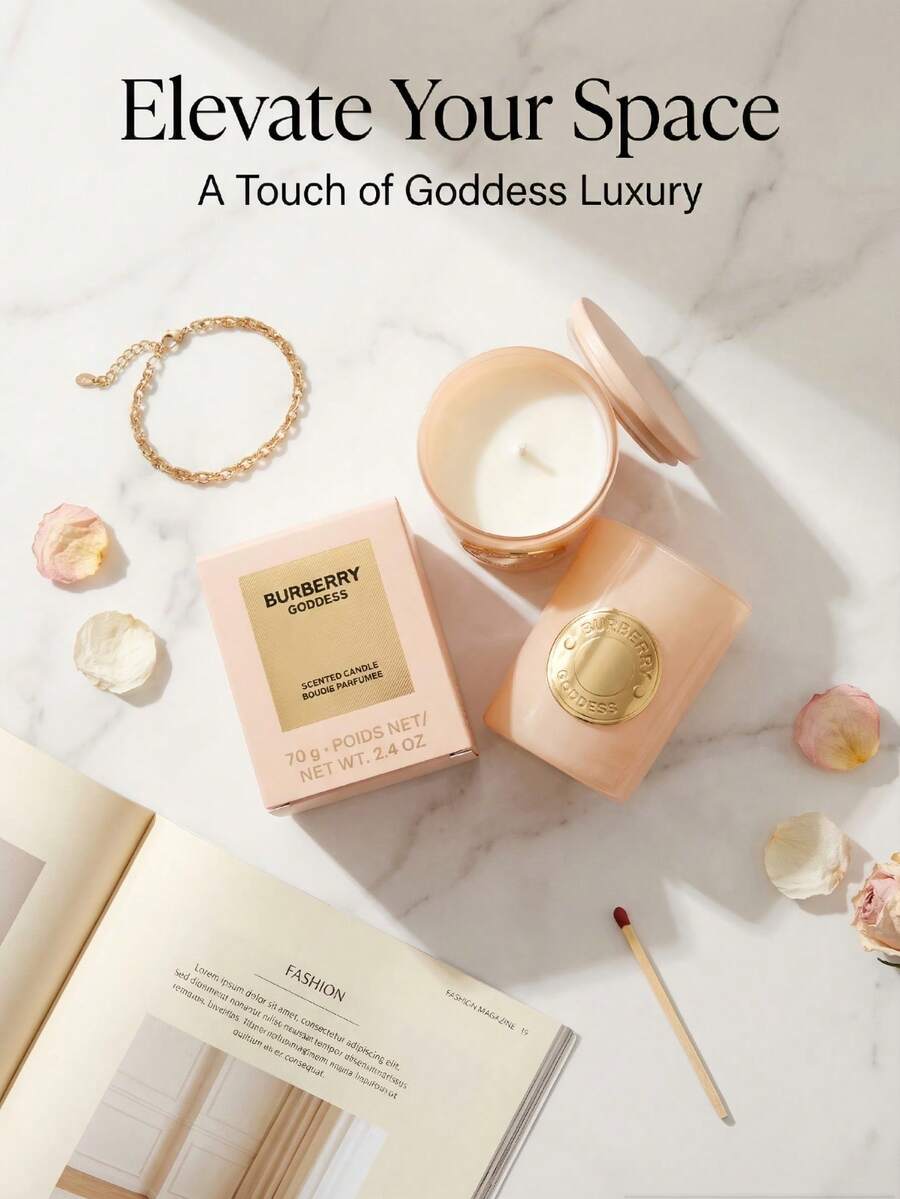 Burberry 1支70克女神香氛蜡烛，奢华香氛芳香疗法蜡烛，营造浪漫氛围，设计优雅，持久留香，适合卧室、客厅、家居装饰。 - 香草風味 - 查看 1