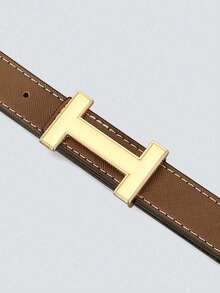 1.4 Cm Wide New Women's Belt With Korean Simple Design And Gold "H" Shaped Cross Buckle - Multicolor - View 7