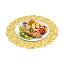 kangten Yellulu 100 PCS Antique Charger Plates Bulk, 13" Plate Chargers For Dinner Plates, Round Reef C-Hargers, Plastic Plate Chargers Bulk, For Dinner Wedding Table Setting Decoration (100 Pack-Gold) A Nice Gift - 100 Pack-gold 8 - View 4
