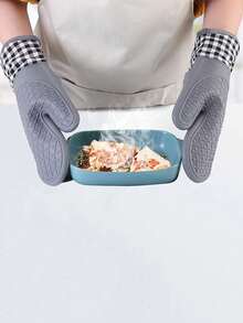 1pc Heat Resistant Silicone Oven Mitt, Suitable For Microwave, Baking, Kitchen, Home Use - Multicolor - View 6