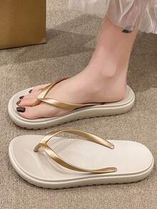 YOUMGL 男士夏季人字拖，防滑EVA人字拖凉鞋，户外鞋，沙滩鞋，拖鞋 - 香檳色 - 查看 5