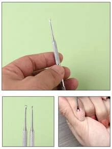1pc Double-Ended Silver Cuticle Pusher & Nail File Tool, Suitable For Men And Women - Multicolor - View 4