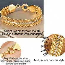 女士时尚水晶手链，适合作为情人节礼物 - 金色 - 查看 9