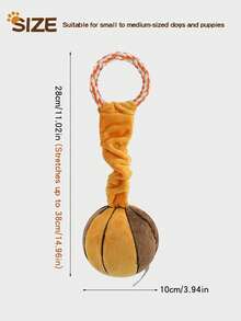 1pc Dog Rope Knot Expandable Plush Ball Squeaky Toy, Built-In Sound Device, Pressure Activated Squeaker, Interactive Tug Of War, Fetch & Chew Toy For Medium/Small Dogs, Dental Care & Stress Relief - Multicolor - View 3