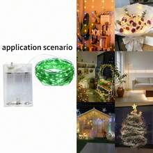 2m 20 LED, 3m 30 LED, 4m 40 LED, 5m 50 LED Guirlandes lumineuses alimentées par piles AA, convient pour mariage, vacances, chambre à coucher, fête, ambiance, chevet, pièce, éclairage décoratif - Vert - Voir 4