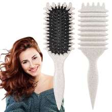 Curl Defining Brush For Textured Hair - Reduces Pulling, Creates Defined Curls (Beige) - Màu be - Xem 1