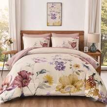Yellow Comforter Set King Size, 7 Pieces Bed In A Bag Yellow Floral Comforter And Sheet Set, Soft Microfiber Grey Complete Bedding Sets For All Seasons Home Decor Room Decor Bedroom Decor Bed Comforter Set Mothers Day Gift Wedding Decorations. - Vàng1 - Xem 6