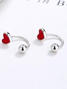 1件S925纯银红色珐琅心形鼻环/鼻钉，适合女性日常佩戴，送给闺蜜/母亲节的礼物 - 單隻 - 查看 5