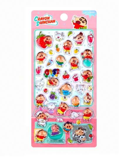 儿童奖励贴纸 - 蜡笔小新、复古、可爱女孩、Y2K风格、透明纹理、可重复使用、甜美美学、极简设计、蝴蝶和动物图案