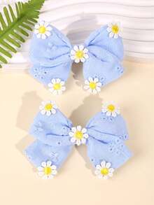 2pcs/Set Jepit Rambut Anak Perempuan, Jepit Rambut Linen Motif Ceri, Aksesori Rambut Minimalis untuk Sehari-hari, Cocok untuk Remaja - MultiWarna - View 9