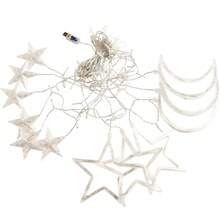 Star Moon Curtain String Lights,126 LED Romantic Star Moon Curtain String Lights With 8 Modes,Battery Powered (Not Included) String Night Lights - Multicolor - View 11