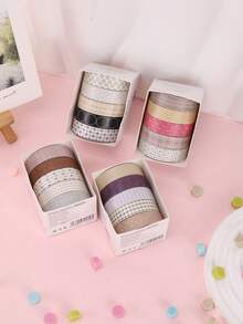 5 Rolls/Box Qian Qian Series Washi Tape, Suitable For Diaries, Bullet Journals, Notebooks, Planners, Page Dividers, Masking, DIY Crafts, School & Office Supplies. Ideal Gifts For Valentine's Day, Thanksgiving, St. Nicholas Day, Epiphany, Birthdays, And Back To School Season. - JD331-05-08 - View 2