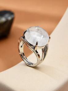1pc Natural Crystal & Stone Open Ring, Suitable For Daily Wear By Men And Women - Multicolor - View 7