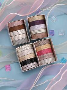 5 Rolls/Box Qian Qian Series Washi Tape, Suitable For Diaries, Bullet Journals, Notebooks, Planners, Page Dividers, Masking, DIY Crafts, School & Office Supplies. Ideal Gifts For Valentine's Day, Thanksgiving, St. Nicholas Day, Epiphany, Birthdays, And Back To School Season. - JD331-05-08 - View 7