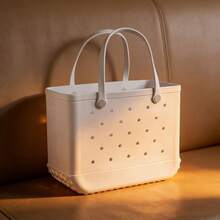 Heavy-Duty Rubber Perforated Tote Bag, Waterproof Multi-Purpose Carryall For Beach, Pool, Boat, Camping, Picnic, Gym & Daily Use, Lightweight Reusable Tote - 白色 - 查看 8